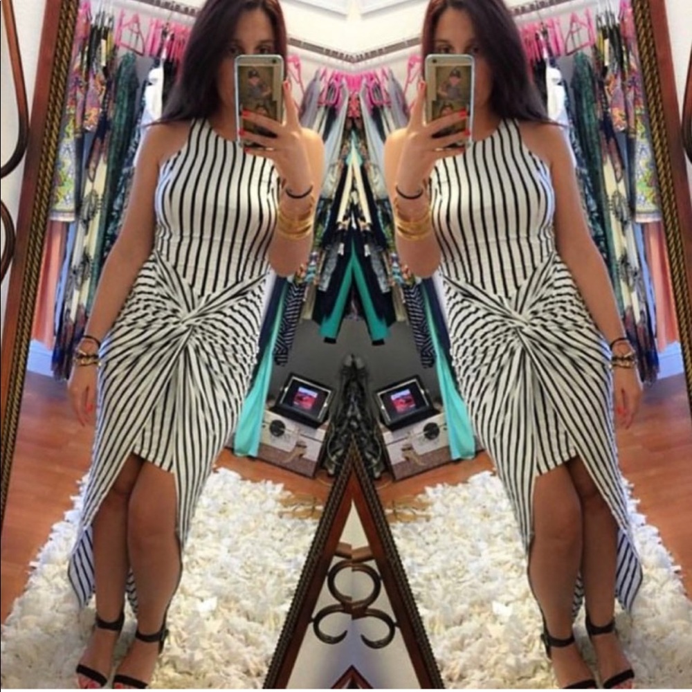 Striped high low dress